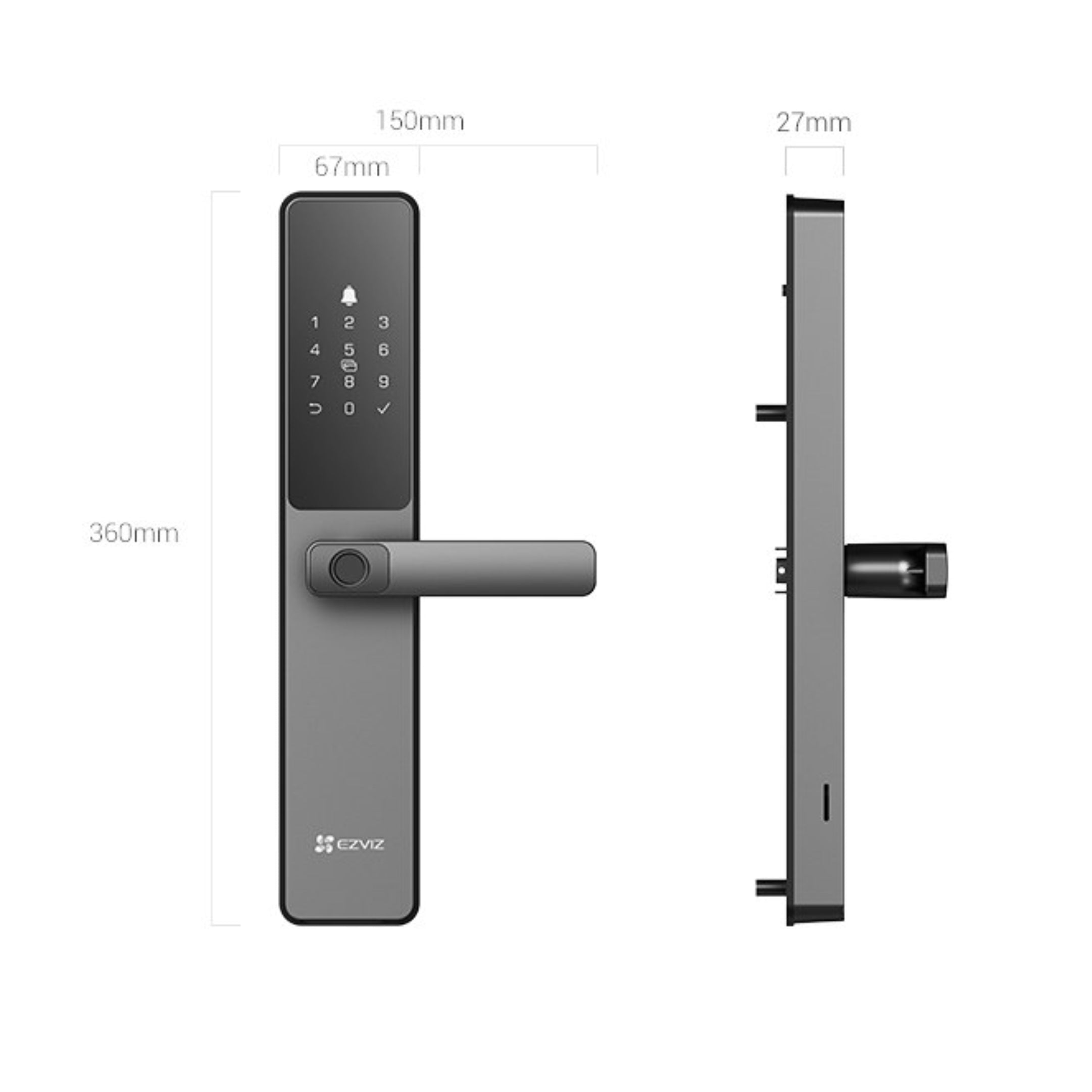EZVIZ DL05 Smart Door Lock – 7-in-1 Keyless Entry, Fingerprint & App Unlock, 6068 Mortise, Weather-Resistant | Skiteck Dubai