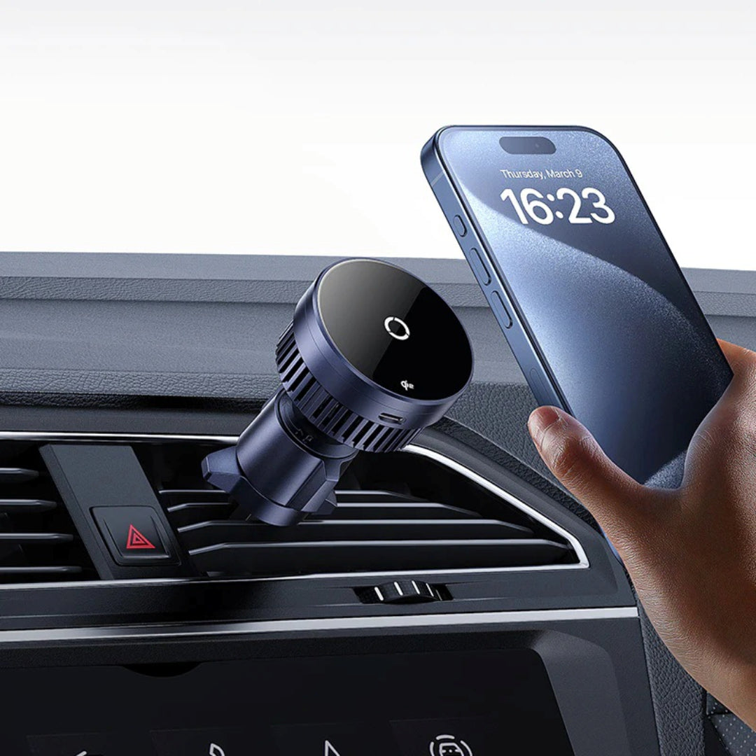 Baseus MagPro Qi2 15W Magnetic Wireless Car Charger – MagSafe Fast Charger & Air Vent Mount | Heat Dissipation | SkiTeck UAE